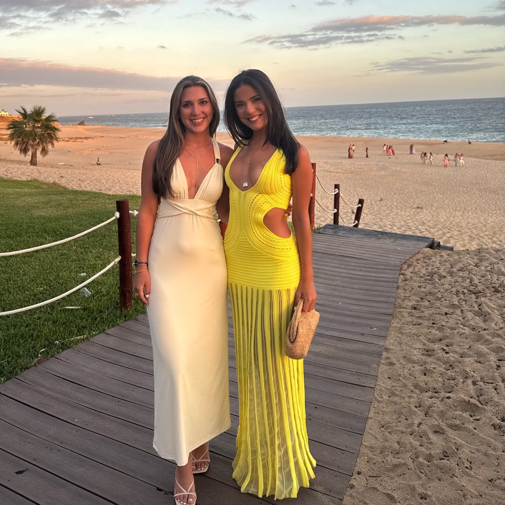 Ronny Kobo Collection Yellow Cutout Maxi Dress